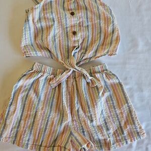 H&M  Girls Top And Shorts Multicolor Striped Set 6X